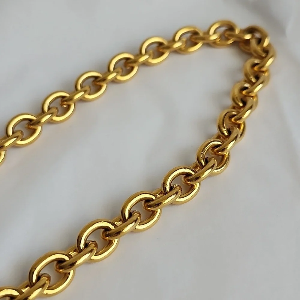 Authentic Vintage CHANEL Logo Pendant Necklace Gold - Picture 12 of 13